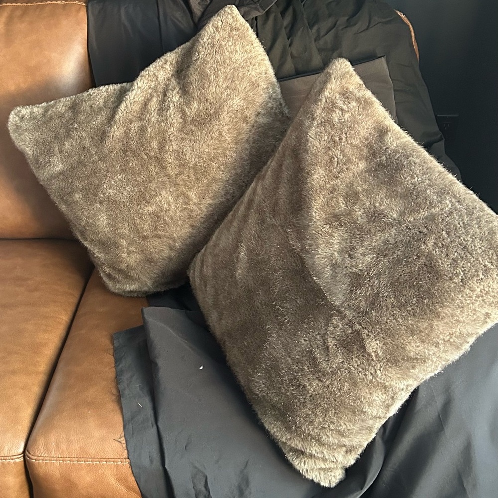 Two faux fur accents cushions